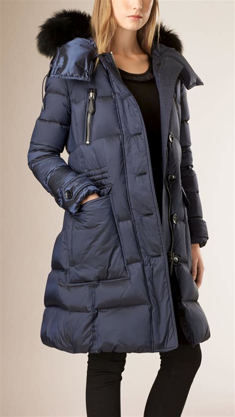 burberry blue faux fur coat